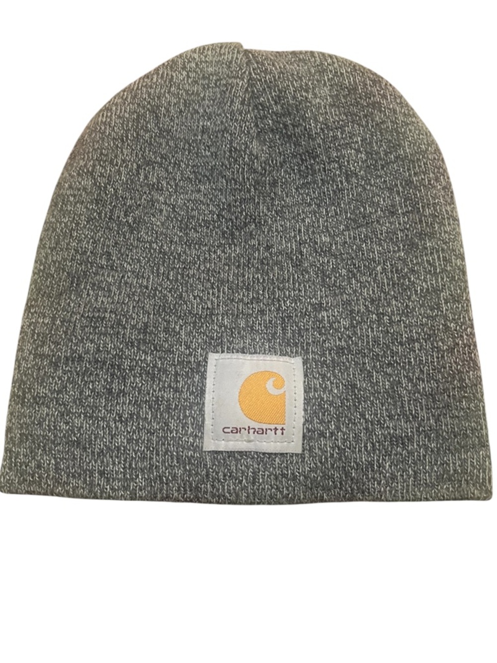 Carhartt Heather Gray Knit Beanie with Yellow Patch